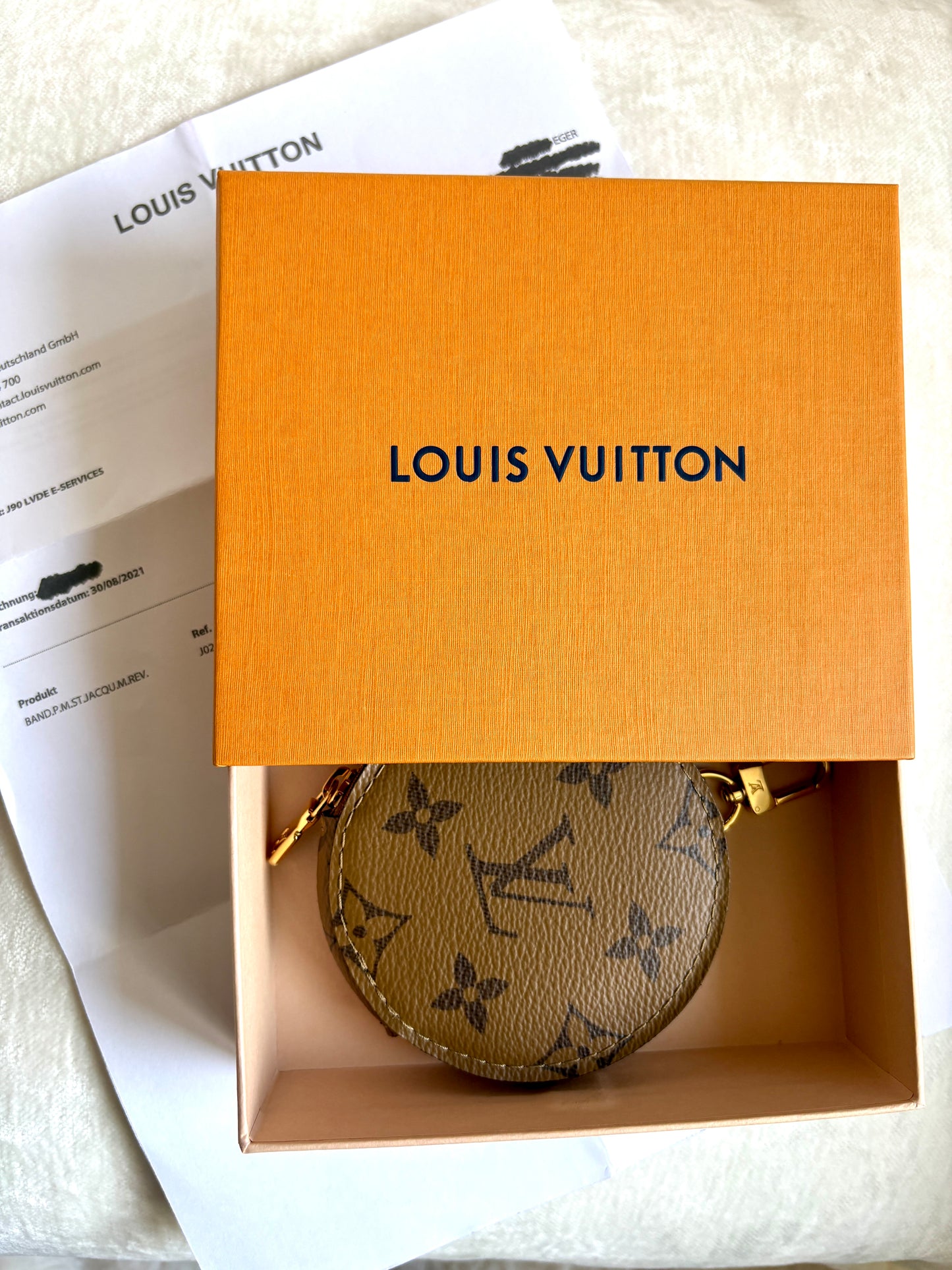Louis Vuitton Round Coin Purse Monogram Reverse Canvas – Neu mit Box