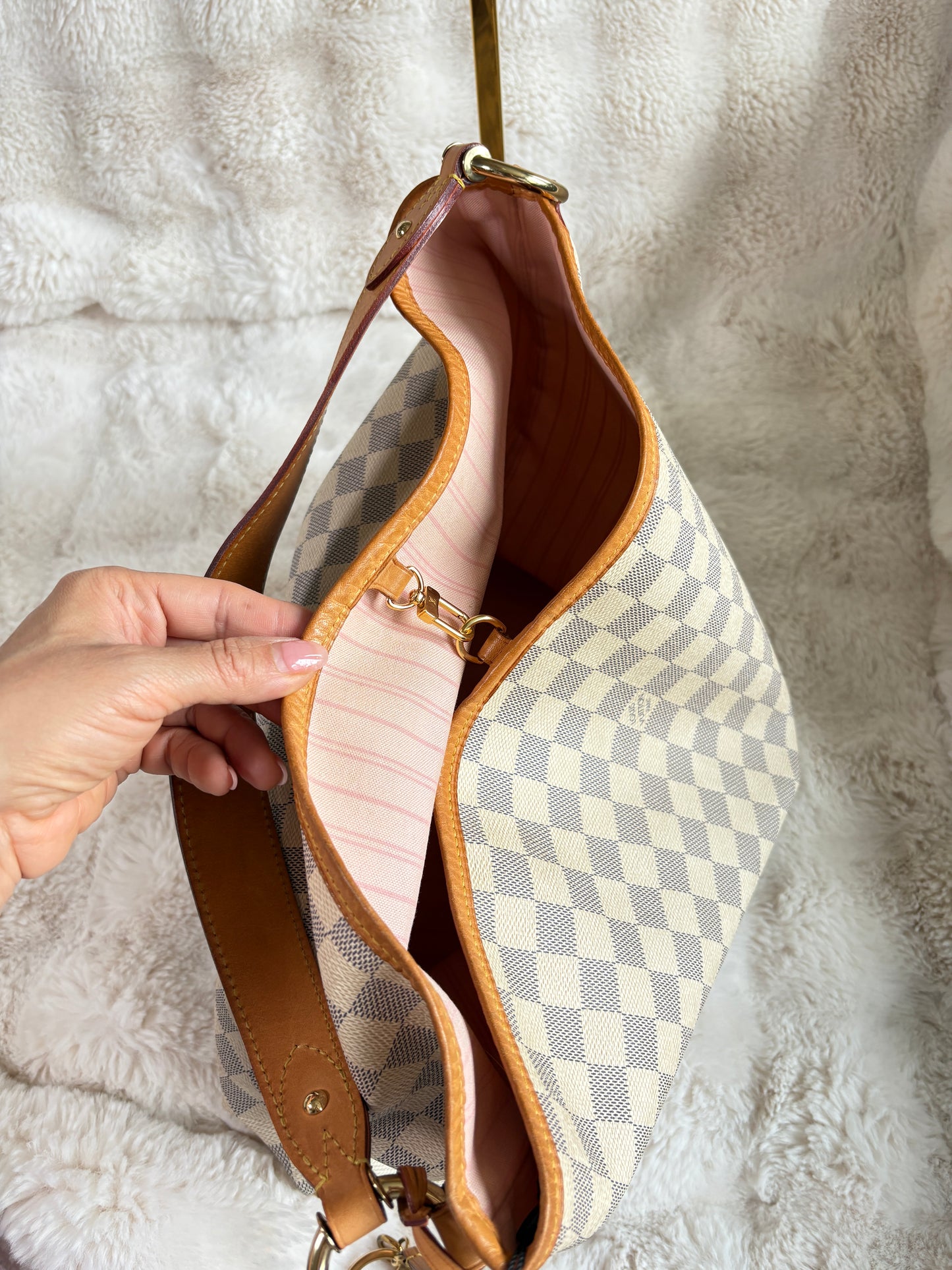 -Sold- Louis Vuitton Delightful MM Damier Azur „Rose Ballerine“ – Hobo Bag